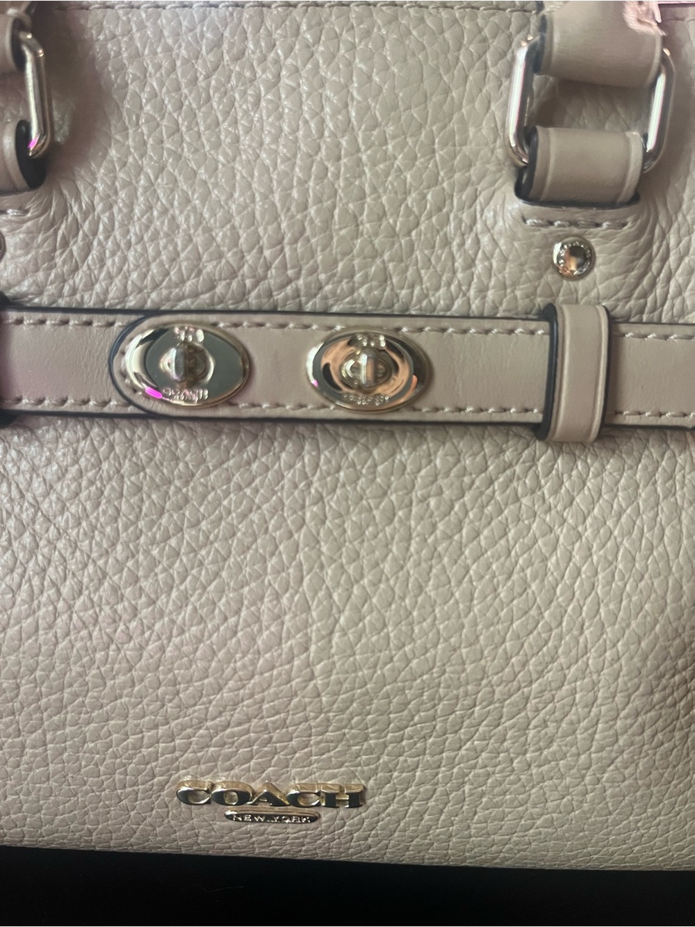 Coach Pebbled Leather Mini Blake Carryall Taupe Top Handle Gold Hardware - Picture 5 of 14